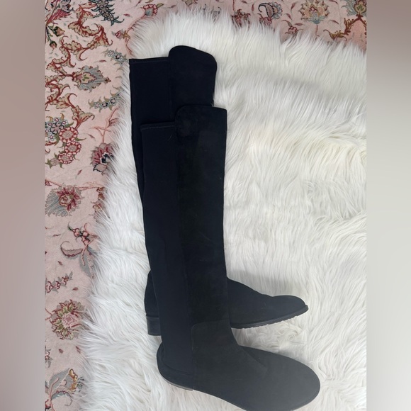 Stuart Weitzman Black Suede Heeled Boots - Picture 2 of 5